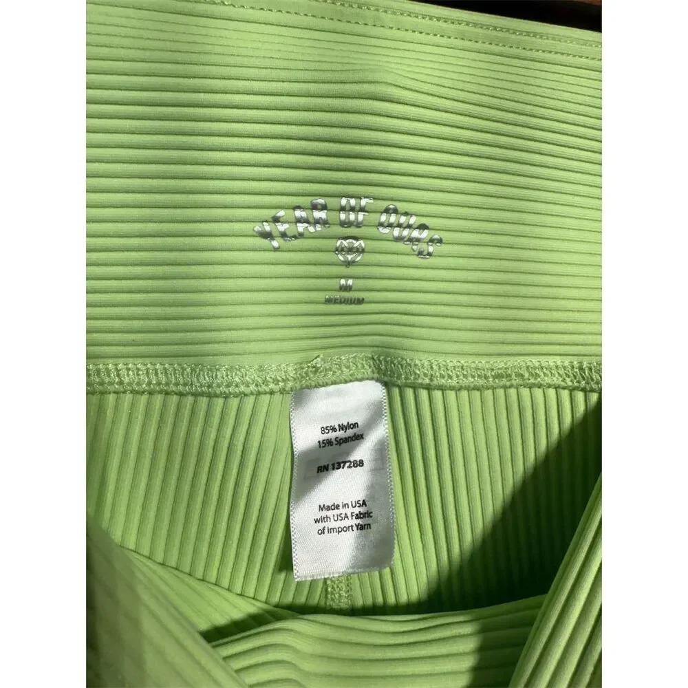 Year of Ours Women's High-Waist Biker Volley Shorts Pistachio Green Size M